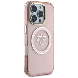 „Guess IML Metal Mountain Logo MagSafe iPhone 16 Pro Max“ dėklas – rožinis