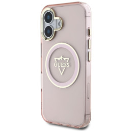 „Guess IML Metal Mountain Logo MagSafe iPhone 16“ dėklas – rožinis