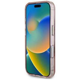 „Guess IML Metal Mountain Logo MagSafe iPhone 16“ dėklas – rožinis