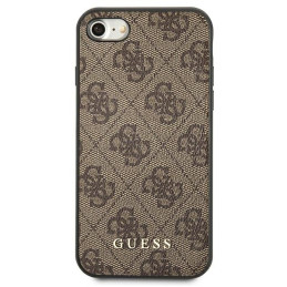 „Guess 4G“ metalinis auksinis logotipo dėklas iPhone SE 2022 / 2020 / 7 / 8 - rudas