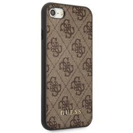 „Guess 4G“ metalinis auksinis logotipo dėklas iPhone SE 2022 / 2020 / 7 / 8 - rudas