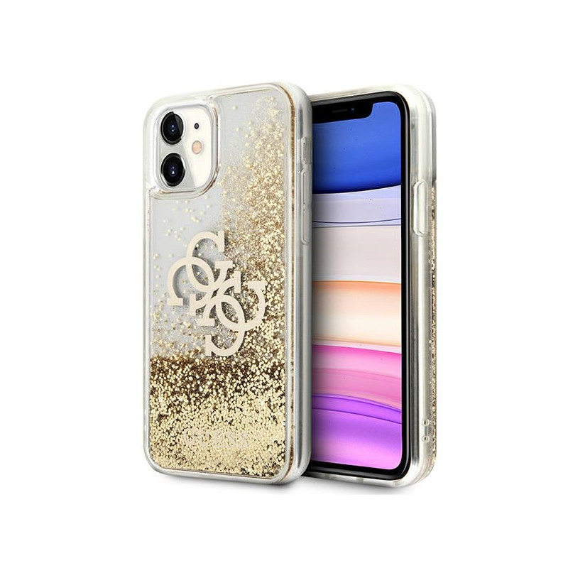 „Guess 4G Big Liquid Blizgučių“ dėklas iPhone 11 6.1" / Xr - auksinis