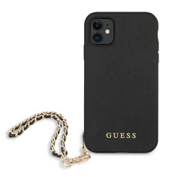 „Guess Saffiano“ grandinėlės formos dėklas, skirtas iPhone 11 6.1" / Xr - juodas