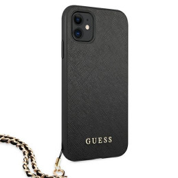 „Guess Saffiano“ grandinėlės formos dėklas, skirtas iPhone 11 6.1" / Xr - juodas