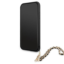 „Guess Saffiano“ grandinėlės formos dėklas, skirtas iPhone 11 6.1" / Xr - juodas