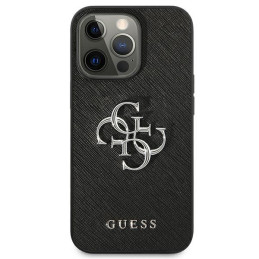 „Guess Saffiano 4G“ metalinis dėklas su logotipu, skirtas iPhone 13 Pro / 13 6.1" - juodas