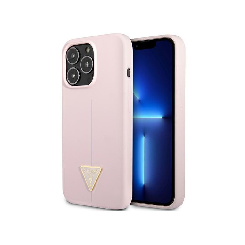 „Guess“ silikoninis trikampio formos dėklas, skirtas iPhone 13 Pro / 13 6.1" – violetinis