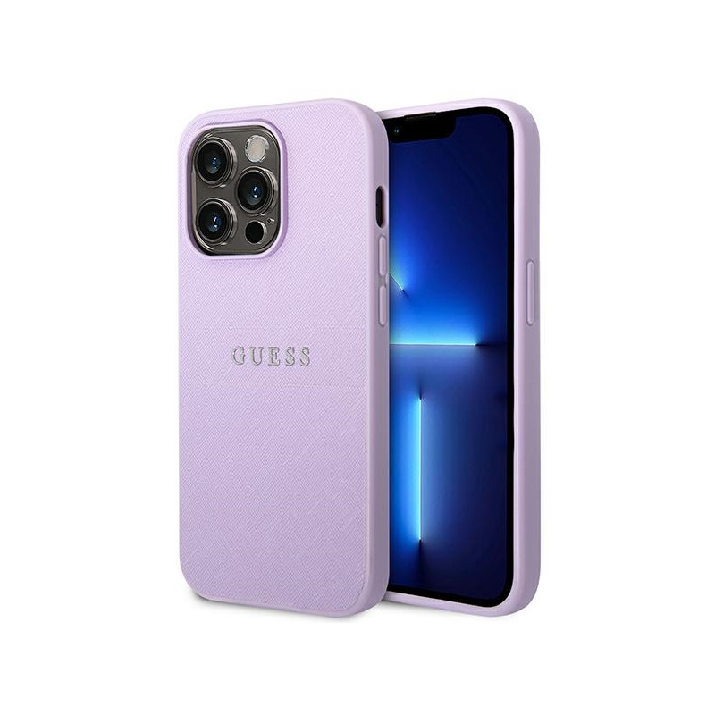 „Guess Saffiano Strap“ dėklas, skirtas iPhone 14 Pro Max 6.7" – violetinis