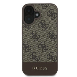 „Guess 4G“ apatinis juostelės dėklas, skirtas „iPhone 16 Plus 6.7“ – rudas