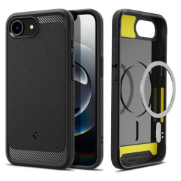 „Spigen Rugged Armor MagSafe“ dėklas, skirtas „iPhone 16e“ – juodas