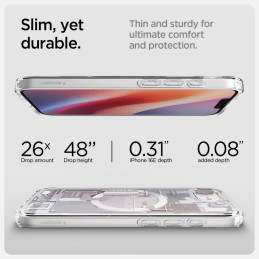„Spigen Ultra Hybrid MagSafe“ dėklas, skirtas „iPhone 16e Zero One“ – baltas