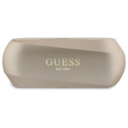 „Guess“ pailgos metalinio spausdinto logotipo „Bluetooth TWS“ ausinės su įkrovimo stotele – auksinės