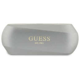 „Guess“ pailgos metalinio spausdinto logotipo „Bluetooth TWS“ ausinės su įkrovimo stotele – pilkos