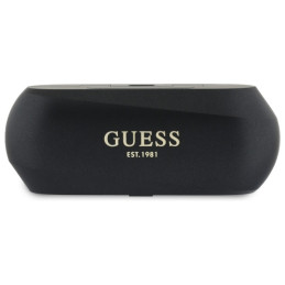 „Guess“ pailgos metalinio spausdinto logotipo „Bluetooth TWS“ ausinės su įkrovimo stotele – juodos
