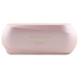 „Guess“ pailgos metalinio spausdinto logotipo „Bluetooth TWS“ ausinės su įkrovimo stotele – rožinės