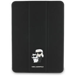 Karl Lagerfeld Saffiano magnetinis Karl & Choupette iPad Pro 11" 2024 dėklas – juodas