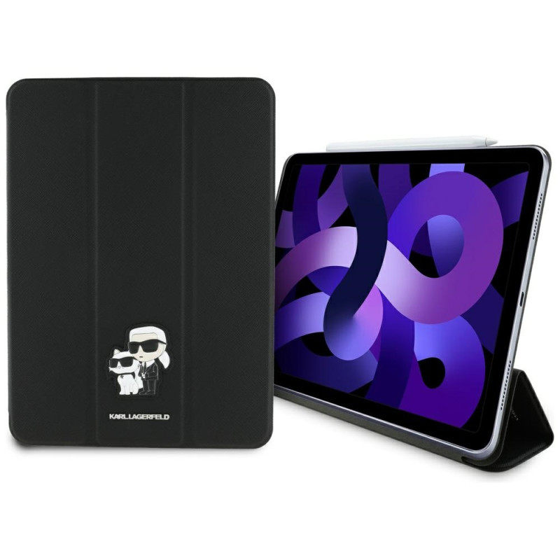 Karl Lagerfeld Saffiano magnetinis Karl & Choupette iPad Air 11" 2024 dėklas – juodas