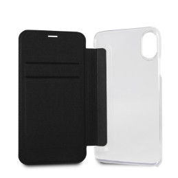 Karl Lagerfeld Signature blizgučiais puoštas iPhone X/ Xs dėklas – juodas
