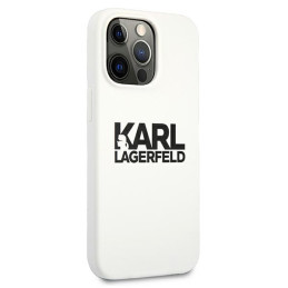 „Karl Lagerfeld“ silikoninis dėklas su „Stack“ logotipu, skirtas „iPhone 13 Pro“ / 13 6.1 colio – baltas