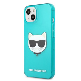 Karl Lagerfeld blizgučiais puoštas „Choupette Fluo“ dėklas, skirtas „iPhone 13 mini 5.4“ – mėlynas