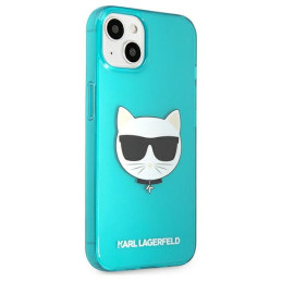 Karl Lagerfeld blizgučiais puoštas „Choupette Fluo“ dėklas, skirtas „iPhone 13 mini 5.4“ – mėlynas