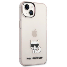 Karl Lagerfeld permatomas „Choupette“ dėklas, skirtas iPhone 14 Plus / 15 Plus 6.7" – rožinis