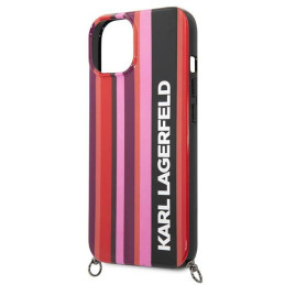 „Karl Lagerfeld“ spalvotų juostelių dirželio dėklas, skirtas „iPhone 14 Plus / 15 Plus 6.7“ – rožinis