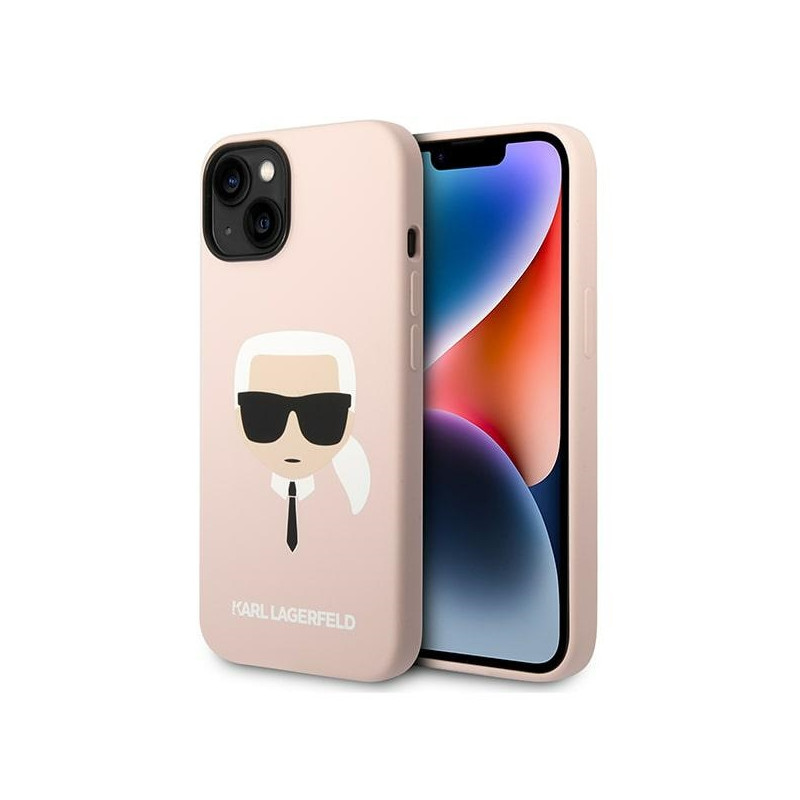 „Karl Lagerfeld“ silikoninis „Karl& 39 s Head“ dėklas, skirtas „iPhone 14 / 15 / 13“ 6.1 colio – rožinis