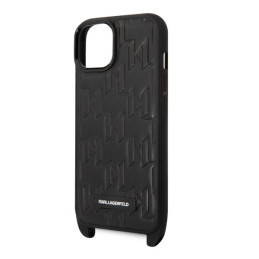 Karl Lagerfeld monogramos plokštelės logotipo dirželio dėklas iPhone 14 / 15 / 13 6.1" - juodas