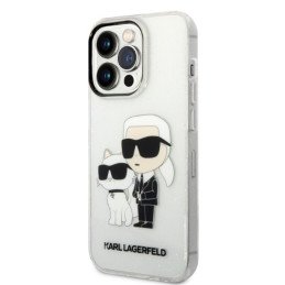 „Karl Lagerfeld“ blizgučiais puoštas „Karl&Choupette“ dėklas, skirtas „iPhone 14 Pro Max 6.7“ – permatomas
