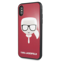 Karl Lagerfeld Iconic Blizgučiais puoštas iPhone X/ Xs dėklas – raudonas