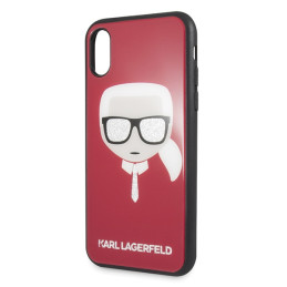 Karl Lagerfeld Iconic Blizgučiais puoštas iPhone X/ Xs dėklas – raudonas