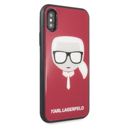 Karl Lagerfeld Iconic Blizgučiais puoštas iPhone X/ Xs dėklas – raudonas