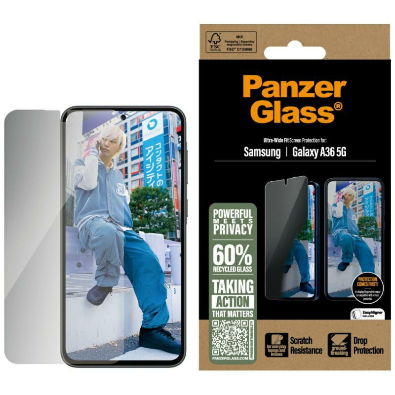 „PanzerGlass“ itin plataus profilio privatumo stiklas, skirtas „Samsung Galaxy A36 5G“