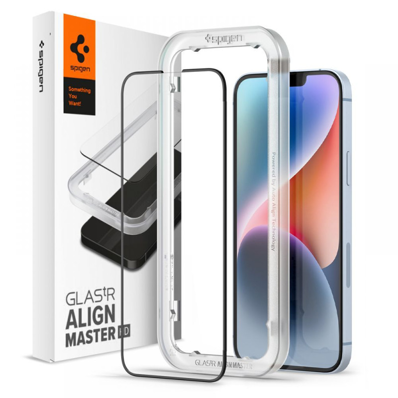 Spigen ALM Glass FC grūdintas stiklas, skirtas iPhone 13/ 13 Pro/ 14 – juodas