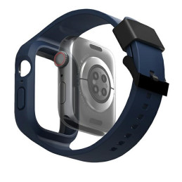 UNIQ Monos 2 viename dirželio ir dėklo rinkinys Apple Watch 45 / 44 mm – mėlynas