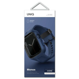 UNIQ Monos 2 viename dirželio ir dėklo rinkinys Apple Watch 45 / 44 mm – mėlynas