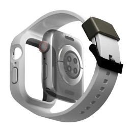 UNIQ Monos 2 viename dirželio ir dėklo rinkinys Apple Watch 45 / 44 mm – pilkas