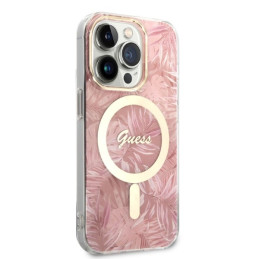 „Guess MagSafe“ dėklas ir įkroviklis, skirtas „iPhone 14 Pro 6.1“ – rožinis