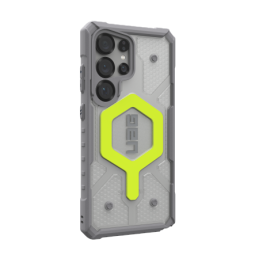 UAG Pathfinder skaidraus magneto magnetinis dėklas ir riešo dirželis, skirtas Samsung Galaxy S25 Ultra 5G – neoninės pil...