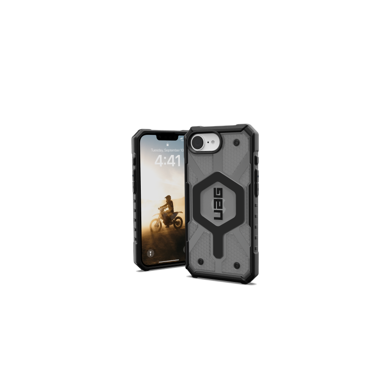 UAG Pathfinder Clear MagSafe iPhone 16e dėklas – pilkas/ juodas