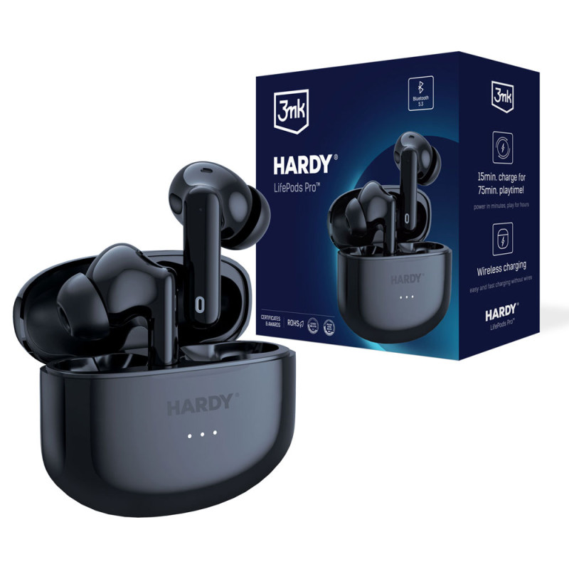3mk HARDY LifePods Pro belaidės ausinės su ANC - juodos