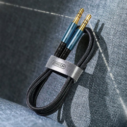 „Joyroom“ automobilio stereo garso kabelis SY-10A1, stereo AUX mini lizdas 3,5 mm / mini lizdas 3,5 mm, 1 m - juodas