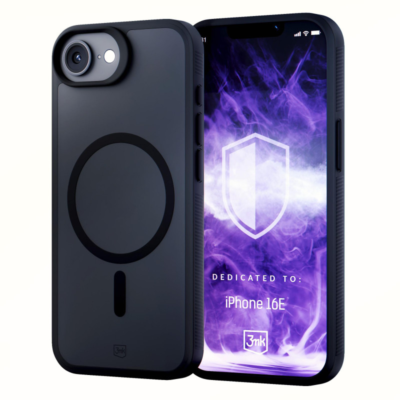3mk dūminis „MagCase“, skirtas Apple iPhone SE4/ 16E - matinės juodos spalvos
