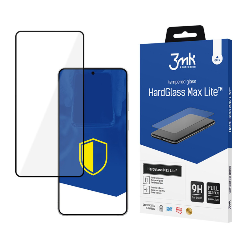 Grūdintas stiklas 3mk HardGlass Max Lite, juodas, skirtas Samsung Galaxy S25 Edge