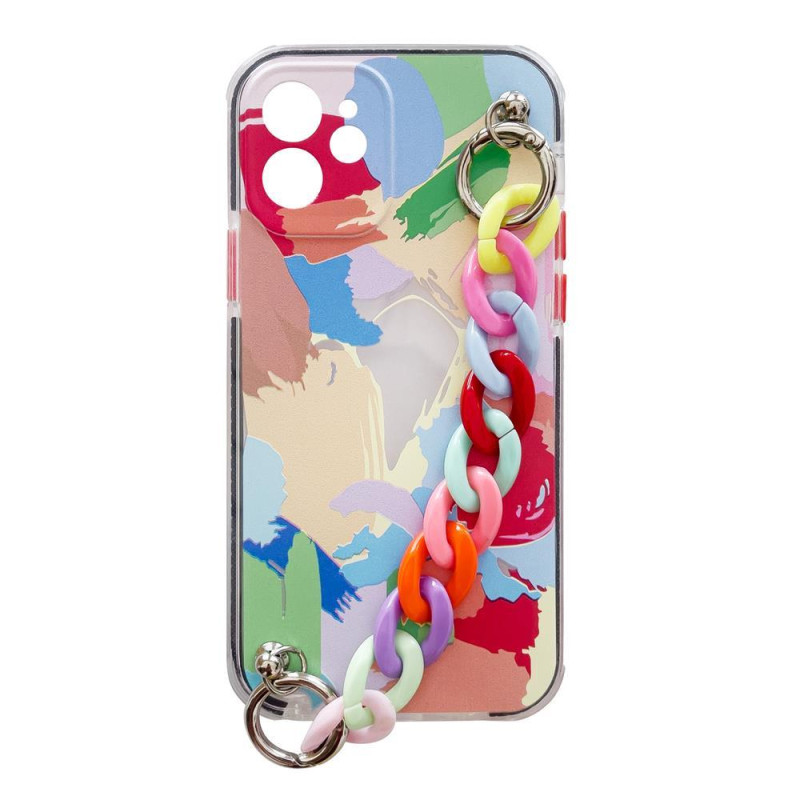 Spalvotas grandinės dėklas, gelis, lankstus dėklas su grandinės pakabuku, skirtas „iPhone 13 Pro Multicolor“ (4)