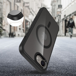 „Tech-Protect MagMat MagSafe iPhone 16e“ dėklas – juodas-skaidrus