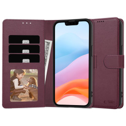 „Tech-Protect“ piniginės dėklas, skirtas „iPhone 16e“ – bordo spalvos