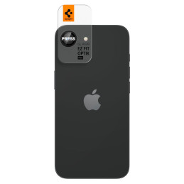 „Spigen Optik Pro GLAS.TR Ez Fit“ kameros dėklai, 2 vnt., skirti „iPhone 16e“ – juodi