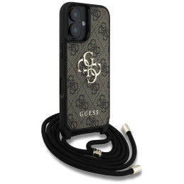 „Guess 4G Big Logo Cord Stap“ dėklas per petį, skirtas iPhone 16, rudas